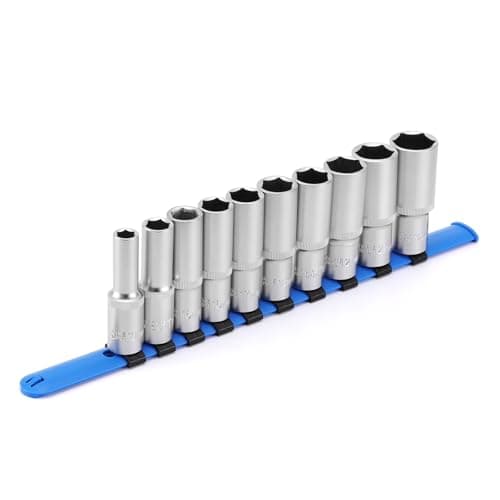 Image of CASOMAN 10 PCS 1/2-Inch Drive Metric Deep Socket Set, 6-Point, Long Socket, 10-24mm, CR-V