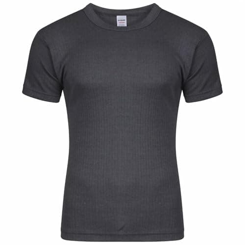 Image of 2 X Mens Tops Warm Underwear - Short Sleeves Crew Neck Thermal Vest Mens Underwear, Soft Stretch Fabric Comfort Fit Men's Vests UK Size S-6XL (4XL, Grey)