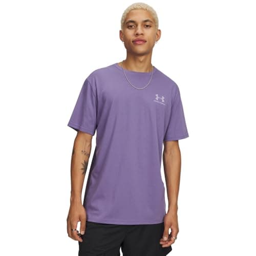 Image of Under Armour Sportstyle Left Chest Short Sleeve Shirt - Purple Luxe / / White - 3XL