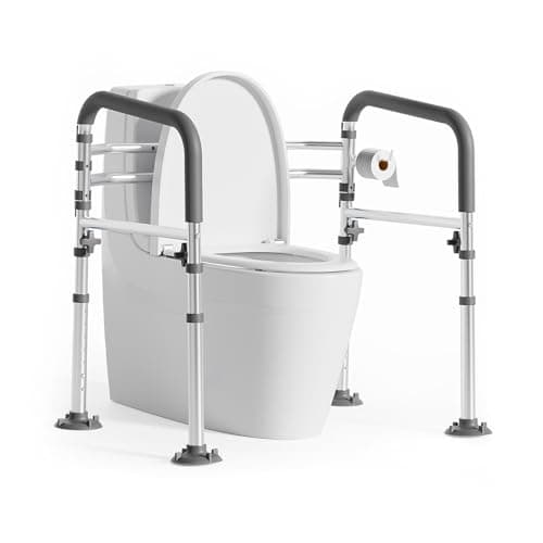 Image of Loyoda Toilet Safety Rails for Seniors,Height-Adjustable Toilet Frame Width-Adjustable Toilet Handles Rail Provides Support for Seniors, Pregnant, Disabled