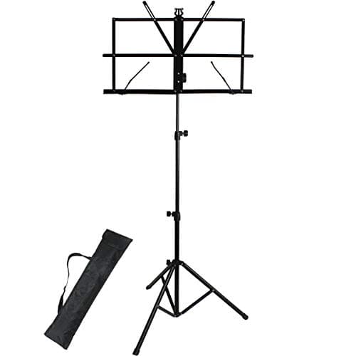 Image of iGadgitz Xtra U6984 Metal Portable Sheet Music Stand Folding Music Holder with Carry Bag - Black