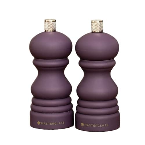 Image of Matt Purple Salt & Pepper Grinder Mills Short 5" Modern Soft Touch Pot Shakers
