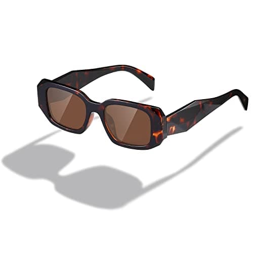 Image of kimorn Rectangle Trendy Sunglasses for Women Men Retro Trendy Sun Glasses 90’s Vintage Square Frame (Tortoiseshell Frame Brown Lens)