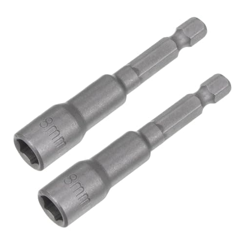 Image of sourcing map 8mm Magnetic Hex Socket 65mm/2.56", 1/4" Hex Shank Magnetic Power Nut Driver Set CR-V Quick-Release Extensions for Impact Drill Nut Setters Socket Wrench Screw, 2 Pcs