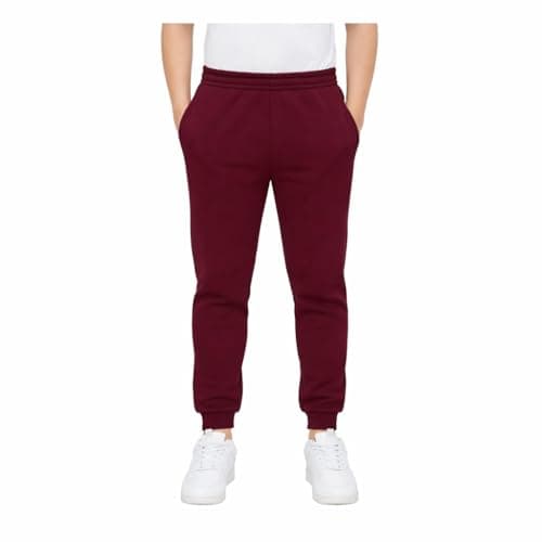 Image of KHIM Jogging Trouser Tracksuit Bottom Pant Kids Unisex Girls Boys Activewear (UK, Age, 7 Years, 8 Years, Regular, Maroon)