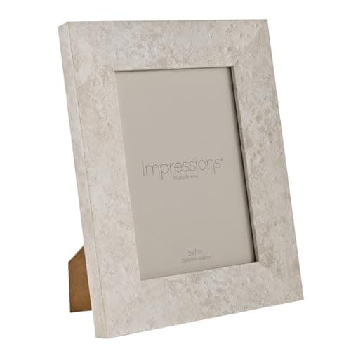 Image of Impressions 5x7 White Marble-Effect Photo Frame by Juliana – Rectangular MDF Picture Frame for Tabletop or Wall – Elegant Modern Home Décor Display