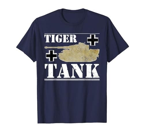 Image of Tiger Tank - Historical World War 2 (WW2) German Panzer T-Shirt, Men, Navy Blue, Medium