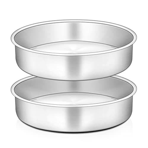 Image of HaWare Cake Tin Set of 2, 9.5 inch Stainless Steel Round Baking Pan, Layer Cake Tin for Birthday Wedding, Healthy & Non-Toxic, Mirror Polished & Dishwasher Safe (24cm)
