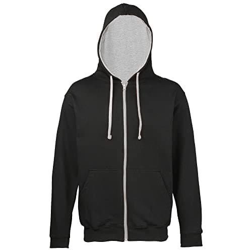 Image of AWDis Men's Varsity Zoodie Hoodie, Multicoloured (Jet Black/Heather Grey), Medium