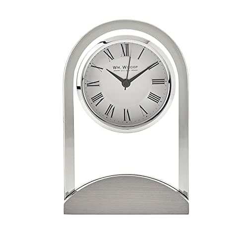 Image of Wm Widdop Arched Glass Silver Effect Mantel Clock