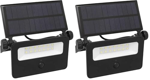 Image of Sealey Extra-Slim Solar Floodlight with Wall Bracket 16W SMD LED - LED16S, Black (Pack of 2)