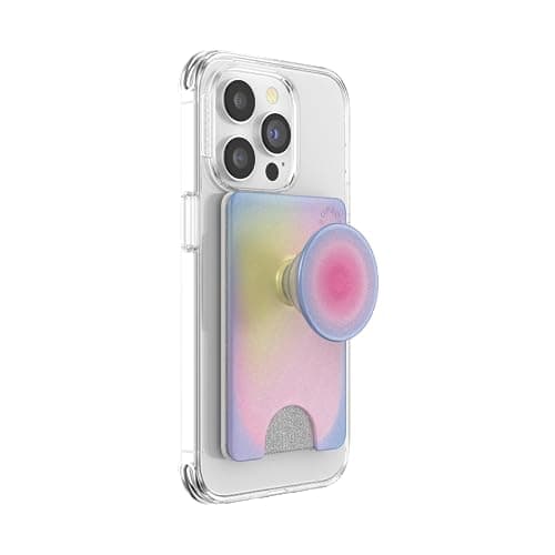 Image of PopSockets PopWallet with Expanding Phone Grip, Phone Card Holder - Aura