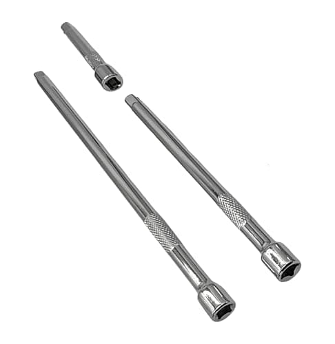 Image of Amtech – 3pc 1/4" Extension Bar Set, 75/150/225mm Chrome-Finished Steel for Safe Reach to confined or recessed Fasteners in Mechanical and DIY Applications