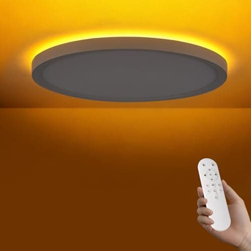 Image of queffigle LED Ceiling Light 2000K Night Light 30cm Dimmable 3200LM 2700-6000K with Remote Control Ceiling Mounting Low Profile Ambient Timer Adjustable Ceiling Lamp for Bedroom Bathroom White