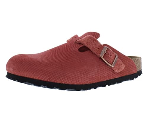 Image of Birkenstock Boston Suede Embossed Clogs Sienna Red