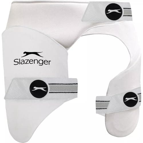 Image of 2024 Slazenger VS Protector Sn43 Cricket Thigh Pad Adults, Left and Right (White/Black, Left)