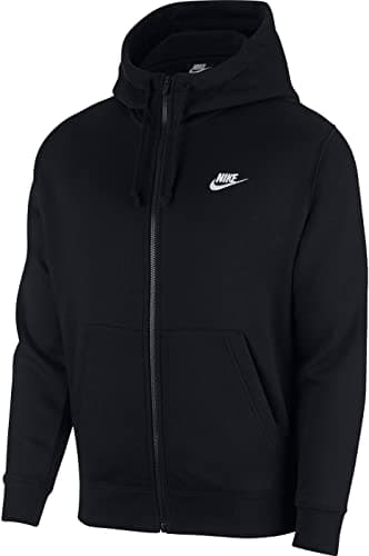 Image of NIKE Men's M Nsw Club Hoodie Fz Bb Sweatshirt, Black/Black/(White), XL UK