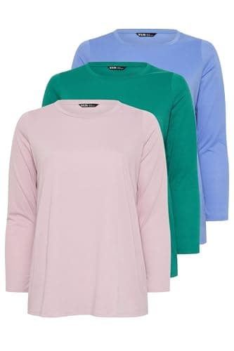 Image of Yourset 3 Pack Curve Green & Blue Long Sleeve T-Shirts - Women's - Plus Size Curve