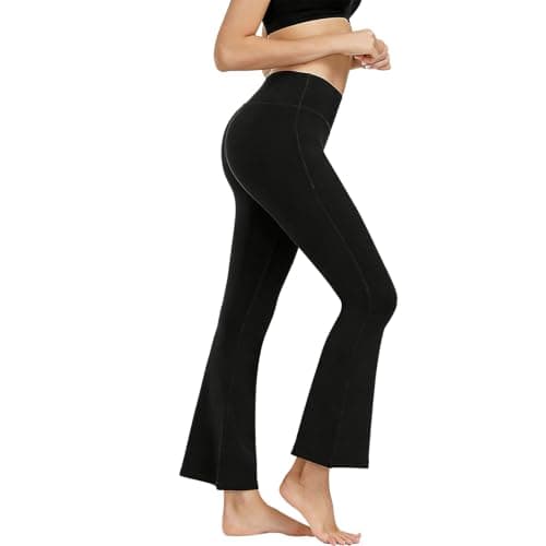 Image of Terilamy Yoga Pants for Women Flared Leggings Women Tummy Control Black Trousers High Waisted Stretchy Workout Trousers Sports Pants (UK, Alpha, M, Regular, Regular)