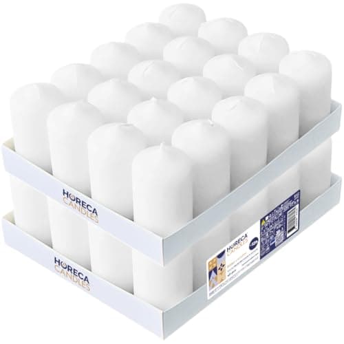 Image of Horeca Candles - Pillar Candles - White - Set of 40 Decorative Candles - Ø 4 x 7 cm (1.57 x 2.76 in) - 12 Hours Long Burning - Unscented - Dripless - Smokeless - RAL Quality