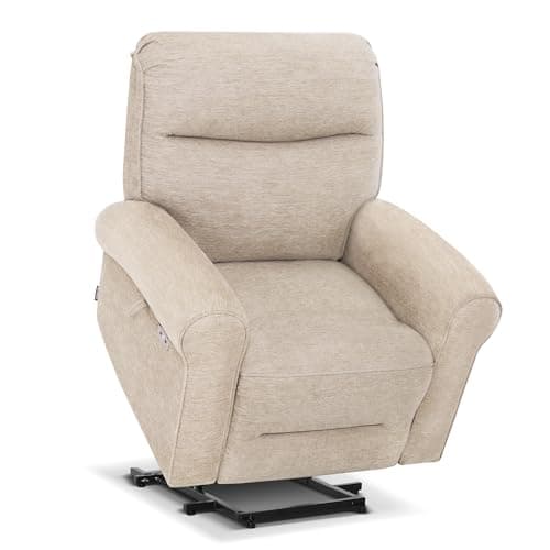 Image of MCombo Large Dual Motor Riser Recliner Chairs Electric for Elderly, Massage and Heated Recliner Armchair, Lay Flat Recliners with 61CM Wide Seat, USB, Extended Footrest, Fabric 7666 (Beige)