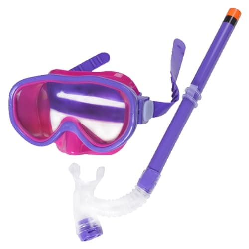 Image of Kids Snorkel Set,Children Diving Goggle with Breathing Tube,180¡ã Wide View Snorkel Mask,Kids Dry Top Snorkel,Diving Goggles with Snorkel from Years 5-12,Snorkel Gear for Youth Girl Boy (Purple)