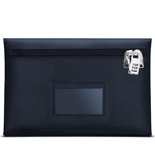 Image of Smunijon Lockable bank bag large 12.2x8.2 Inches money bags with lock locking bank deposit bags with Dual zipper safe Lockable money bag with bag Cash Bag (1, blue, Medium)