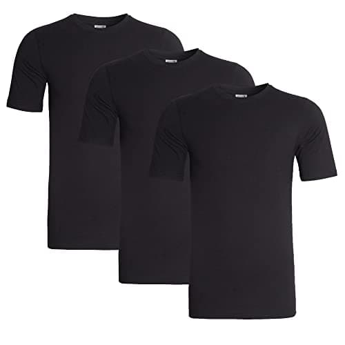 Image of Sock Stack Mens T Shirt Pack of 3 Crew Neck T-Shirts for Men Multipack Super Soft Short Sleeve Slim Fit for Any Everyday Wear, Black Large
