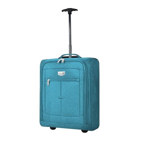 Image of LUGG Lightweight Cabin Size Luggage - Durable 600D Snowflake Polyester - Push Up Trolley, Strong Wheels - Easyjet, Ryanair, British Airways - Overhead Locker (45x36x20cm)
