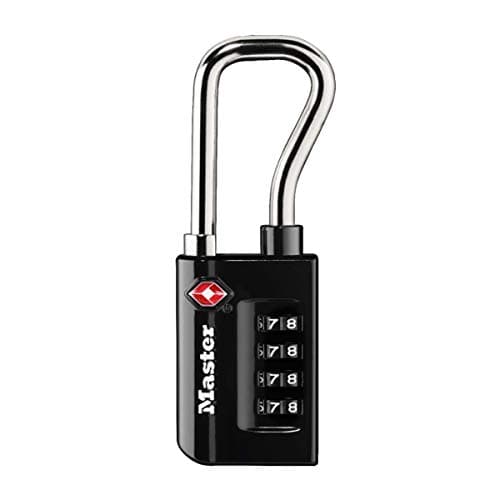 Image of Master Lock 4696EURDBLK Combination Travel Padlock TSA Certified, Black, 10.6 x 3.5 x 1.4 cm, Long Shackle