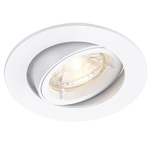 Image of CAST Recessed Lighting - Mains Powered LED Spot Lights Downlights for Ceiling - IP20 Rated GU10 Fitting for Halogen or LED - Matt White Finish, Adjustable Tilt Version