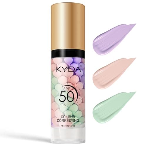 Image of KYDA Color Correcting Face Primer, SPF 50 PA+++, Moisturizing Makeup Primer, One Step Brightening Primer to Even Skin Tone, Oil Control Skin Corrector, Sheer Finish, Refreshing, Purple Pink Green