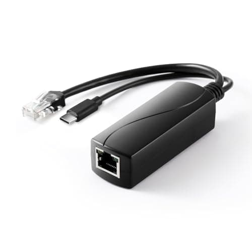 Image of REVODATA Gigabit Type C PoE Splitter - 5V 2.4A Output, IEEE 802.3af Standard 10/100/1000Mbps for Type C Charging, RJ45 Port Power Over Ethernet Adapter (Black)