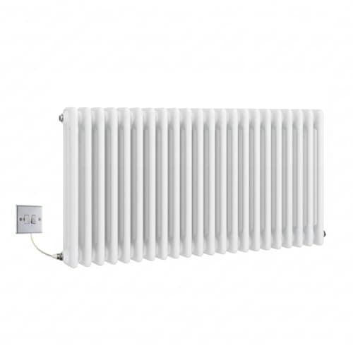 Image of Manissa Electric 3 Column White Radiator Traditional 480h x 1177w Cast Iron Style Column Radiator with PTC Element