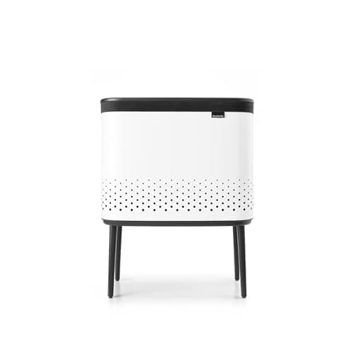 Image of Brabantia - Bo Laundry Bin 60L - Stylish Dirty Clothes Hamper - Lid with Quick-Drop Opening - Removable Cotton Bag - Portable & Hygienic - Bedroom & Bathroom Accessory - White