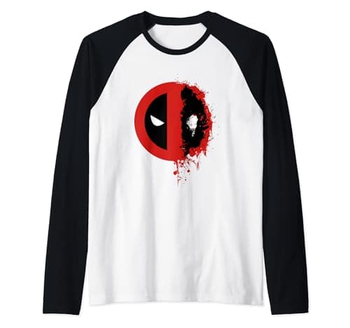 Image of Deadpool Split Splat Logo Raglan Baseball Tee