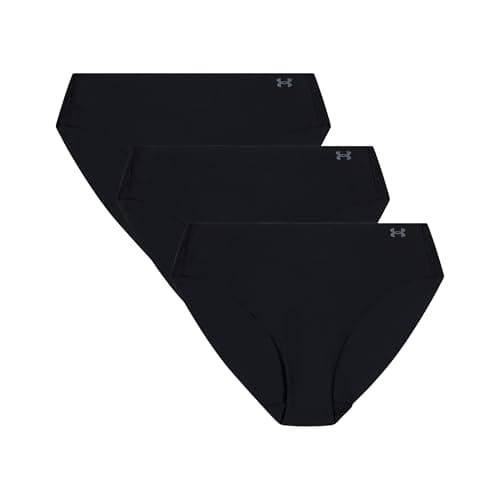 Image of Under Armour Women's 3-Pack Pure Stretch No Show Bikini Underwear – Seamless Invisible Fit, No VPL, Ultra-Soft, All-Day Comfort - Black - M