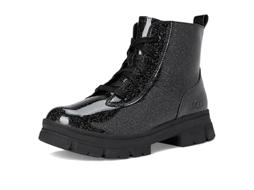 Image of UGG Boy's Unisex Kids Ashton Lace Up Boot, Glitter Black, 5 UK Child