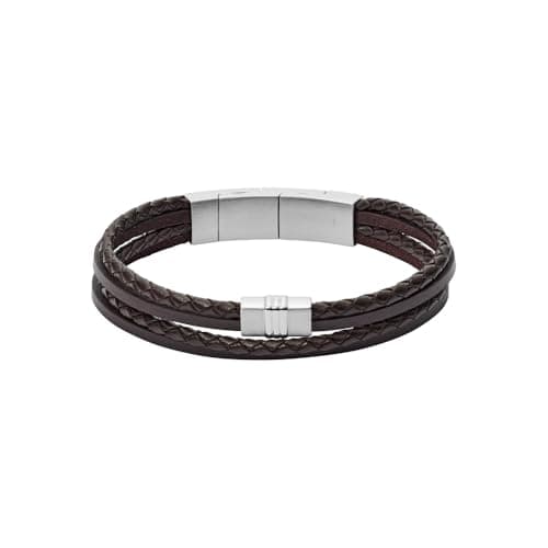 Image of Fossil Bracelet for Men Casual Texture, inner length 175mm~190mm black Leather Bracelet, JF02934040