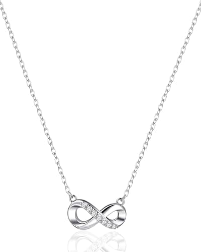 Image of Weviway Sterling Silver Infinity Necklace for Women, Dainty Infinite Pendant Necklace with CZ, Elegant Promise Forever Love Friendship Jewellery Gift for Her