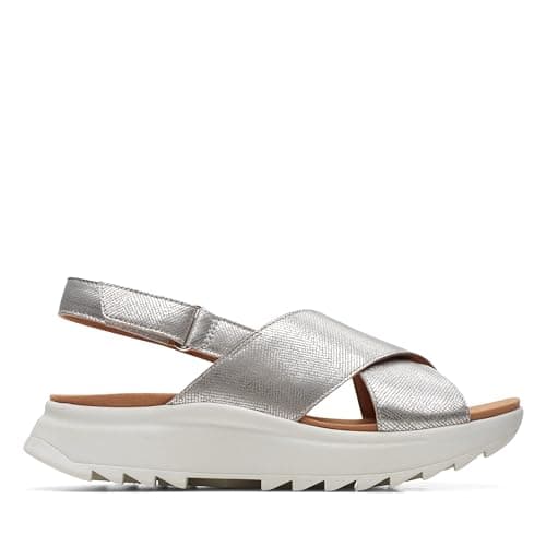 Image of Clarks Women's Dashlite Wish Sandal, Metallic Silver, 5.5 UK