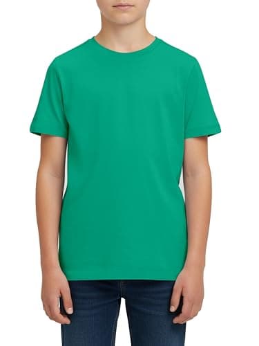 Image of Juniors Fashion Store Boys T-Shirts Plain Cotton Top Crew Neck Short Sleeve Kids T-Shirt for Children School Play & Everyday (UK, Age, 7 Years, 8 Years, Regular, Kelly Green)