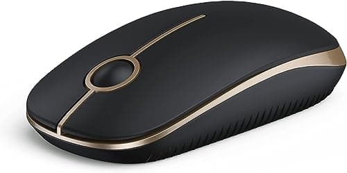 Image of Seenda Wireless Mouse, 2.4GHz Silent Mouse with USB Receiver, 18 month battery life, 1600 DPI Optical Tracking, Portable Computer Mice for Laptop PC Notebook- Black and Gold