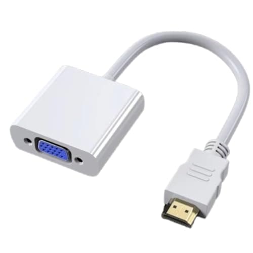 Image of NuKit HDMI to VGA, Gold-Plated Adapter (Male to Female) for Computer, Desktop, Laptop, PC, Monitor, Projector, HDTV, Chromebook, Raspberry Pi, Roku, Xbox and more1080p (WHITE)