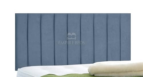 Image of EMPIRE BEDS 24 INCH HEIGHT LUXURIOUS PORTLAND HEADBOARD IN PLUSH VELVET FABRIC FOR DIVAN BEDS(4FT6 Double- Height 24", Sky)