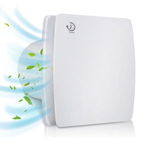 Image of Bathroom Extractor Fan, 4"/100mm High Airflow Silent Bathroom Fan with Timer Overrun Delay Function for Bathroom Toilet Shower Wall Mount (White)