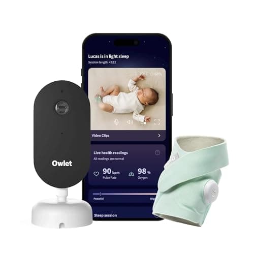 Image of Owlet Dream Duo (3rd Gen) – Medically-Certified Smart Baby Monitor with Sock & HD Video Cam, Tracks Pulse Rate, Oxygen & Sleep, 2K HD Video, Cry & Motion Alerts, Temp Monitoring | Mint