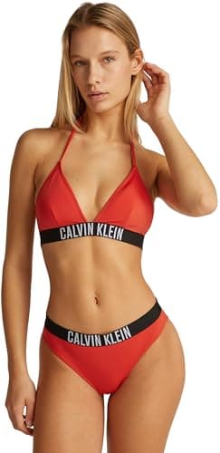 Image of Calvin Klein Women’s Triangle Bikini Top with Removable Padding, Red (Flaming Chili), M