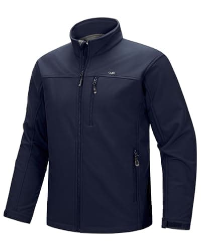 Image of 33,000ft Mens Waterproof Jackets Fleece Lining Softshell Jackets mens Outdoor Windproof Work Hiking Jackets for Men with Zip Pocket Dark Blue XL