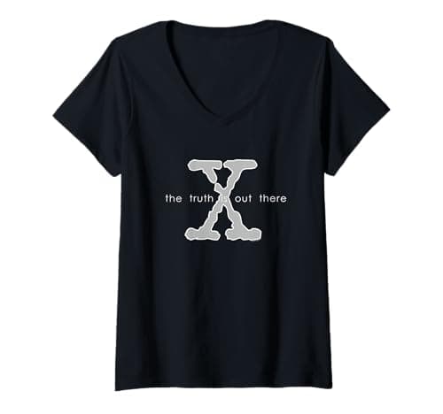 Image of Women's The X-Files Truth is Out There X Logo Retro 90's TV Show V-Neck T-Shirt